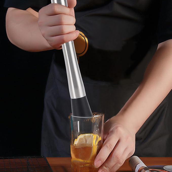 4 Pack Muddlers for Cocktail 304 Stainless Steel Fruit Crusher 9.8" Long Ice Crusher for Bar Party and Home