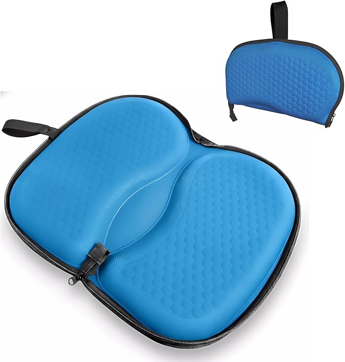 Foldable Seat Cushion for Travel, Honeycomb Gel Seat Cushion with Zipper & Handle, Portable Honeycomb Gel Cushion for Fatigue Relief, Ventilative Butt Pillow 15.8 x 13.3 x 1.4 Inches (1 in Blue)