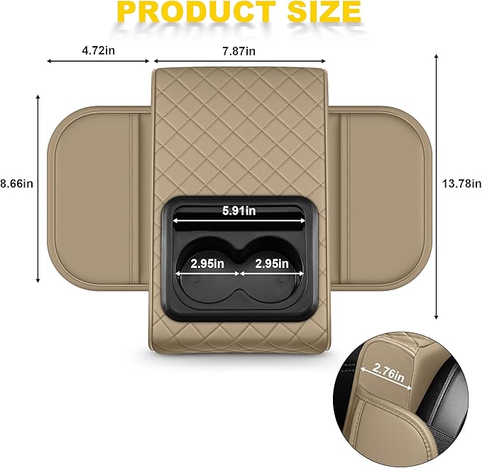 Center Console Cover for Chevrolet/Chevy Colorado Waterproof Armrest Cover with Plus Comfort Lift Design,Anti-Scratch Auto Armrest Pad Accessory （Beige)