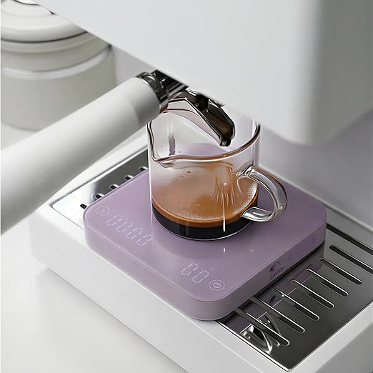 ShanSon Mini Coffee Scale with Timer,0.1g High Precision Espresso Scale,2kg/0.1g Digital Kitchen Scale with Flow Rate,USB-C Rechargeable,Waterproof Surface,Auto Timer for Pour Over & Espresso,Purple