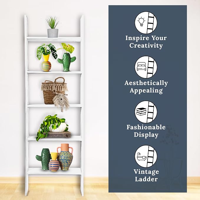 BARNWOODUSA Throw Blanket Ladder – Fully Assembled Reclaimed Wood – Rustic Decorative Ladder for Towels, Quilts, & More – Perfect Farmhouse Decor for Bathroom, Porch, or Living Room,5ft18.