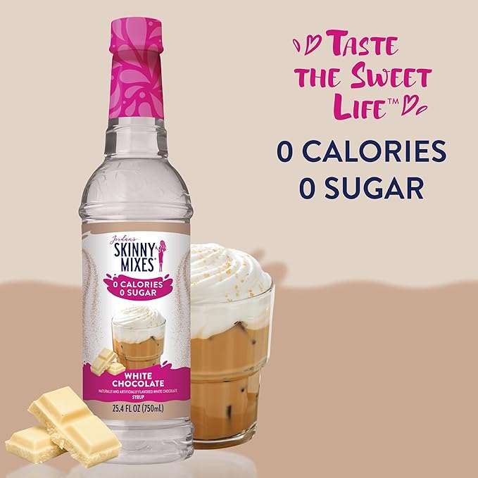 Jordan's Skinny Mixes Syrups Sugar Free Coffee Syrup, White Chocolate Flavor Mix, Zero Calorie Flavoring for Lattes, Protein Shake, Cocktail & More, Gluten Free, Keto Friendly, 25.4 Fl Oz (Pack of 2)