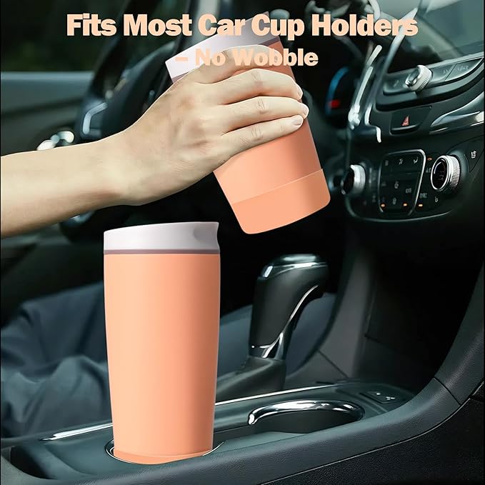 2pcs Silicone Boot for Owala SmoothSip Slider Coffee Tumbler 20oz 12oz, Anti-Slip Sleeve for Travel Coffee Mug, Protective Accessories for Owala BPA Free (Nectarine Orange)