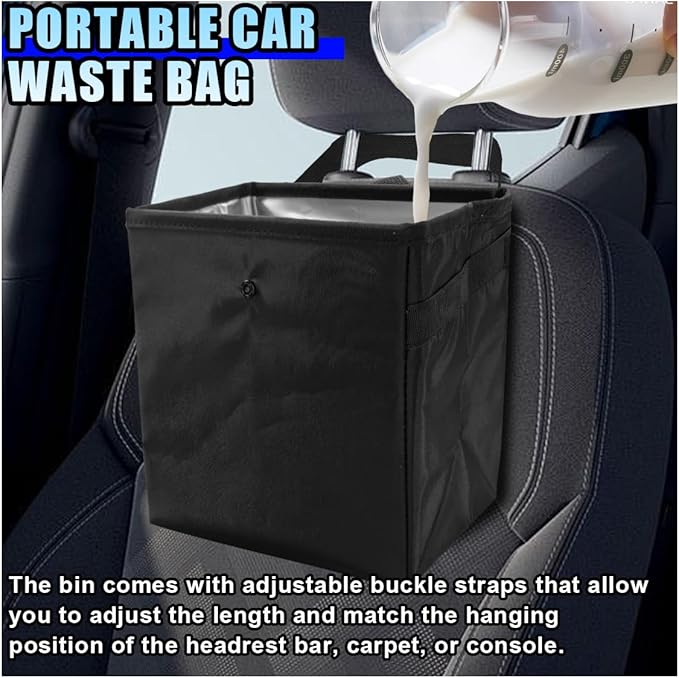 Open-Top Car Trash Can- Waterproof Leakproof Hanging Car Trash Bag Auto Garbage Can for Back Seat Organizer- Large Capacity Storage Bag Auto Garbage Bin Multipurpose for Cars SUV Truck (2PCS)