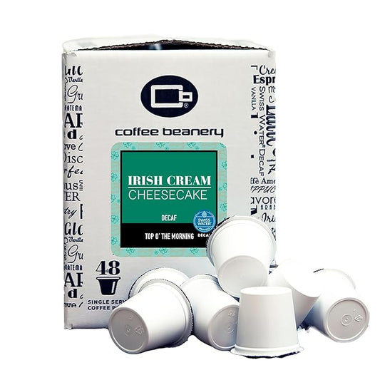 Irish Cream Cheesecake Decaf Coffee Pods by Coffee Beanery | 48ct Bulk Flavored Decaf Coffee Pods Medium Roast Coffee Pods| 100% Specialty Arabica Coffee| Gourmet Coffee Pods