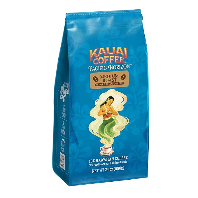 Kauai Coffee Koloa Estate Medium Roast - Whole Bean Coffee,24 oz. Package,(Pack of 2)