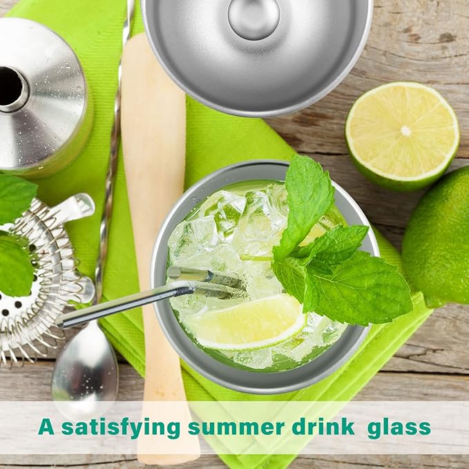 16 Pack Stainless Steel Wine Tumblers 12 oz Insulated Vacuum Wine Cup Set Double Wall Stainless Steel Stemless Mug Glasses for Coffee Soda Whiskey Outdoor Travel (Silver)