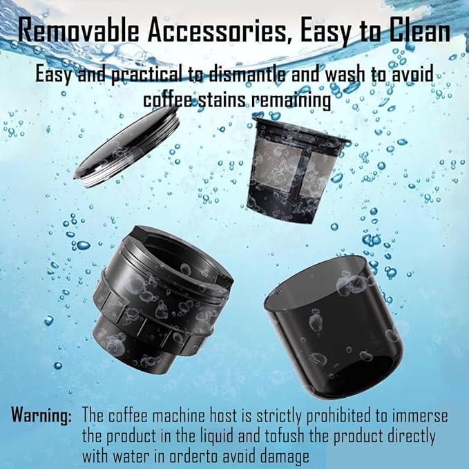 Portable Espresso Machine Type-C Rechargeable Coffee Machine Mini Electric Powder Capsule Coffee Maker 15 Bar Pressure Suitable for Capsule & Coffee Powder for Camping, Travel, Outdoor, RV