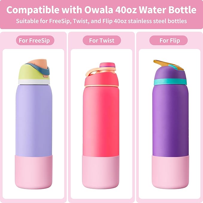 Silicone Boot for 32 oz Owala Water Bottles, Anti-Slip Protective Sleeve for Owala Twist & FreeSip & Flip Insulated Water Bottle, Boot Bottom Base for Owala (Pink)