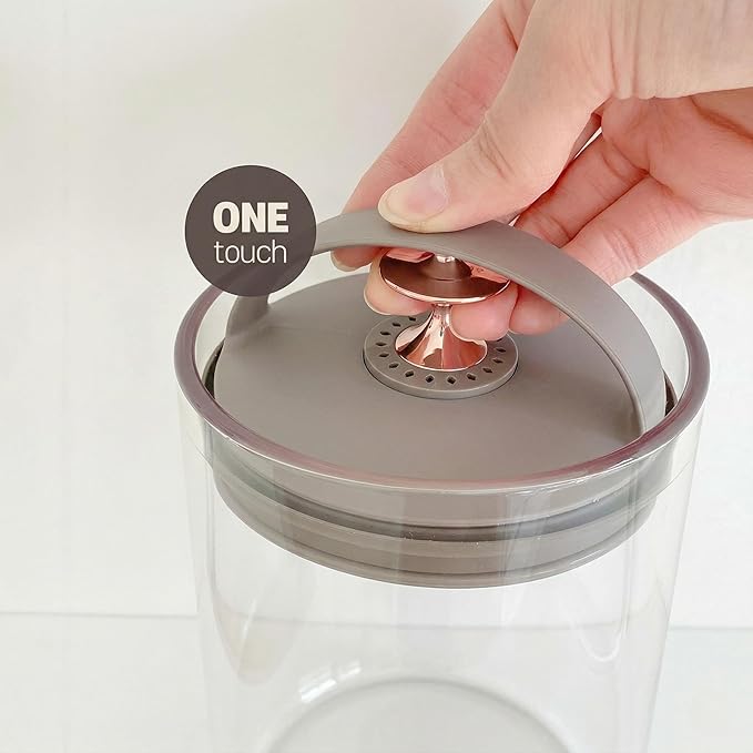 carrotez Vacuum Sealed Coffee Bean Container – 0.9 L (30.4 oz) Airtight Food Storage Canister with Easy-Release Lever, Stackable Space Saver for Kitchen Countertop