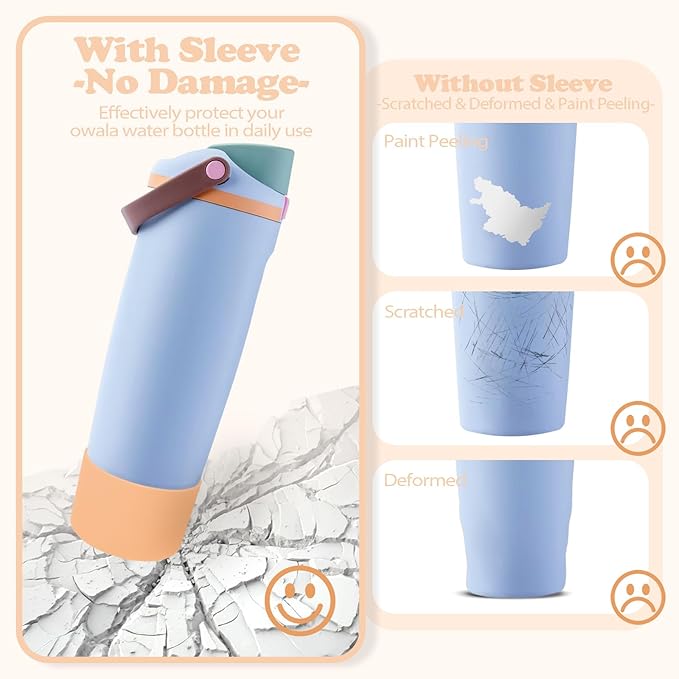 Silicone Boot for Owala 30oz & 40oz FreeSip Sway Bottles & Tumblers - Non-Slip, Scratch-Resistant, Stability Enhancer, Available in 12 Colors (Opal Dream Peach)