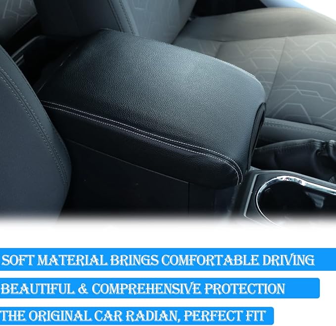 CHEAYAR Leather Car Auto Center Console Armrest Cushion for Toyota Tacoma Accessories 2016-2018 2019 2020 American Flag (Black-Leather)