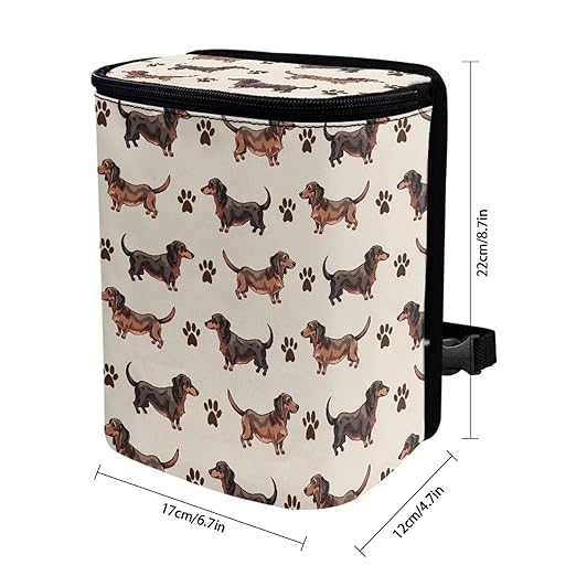 Dachshund Car Trash Can Leak Proof Hanging Garbage Bin for Back Seat Easy to Install Vehicle Trash Can Hanging Fashion Auto Interior Universal Fit Truck Automotive Most Cars