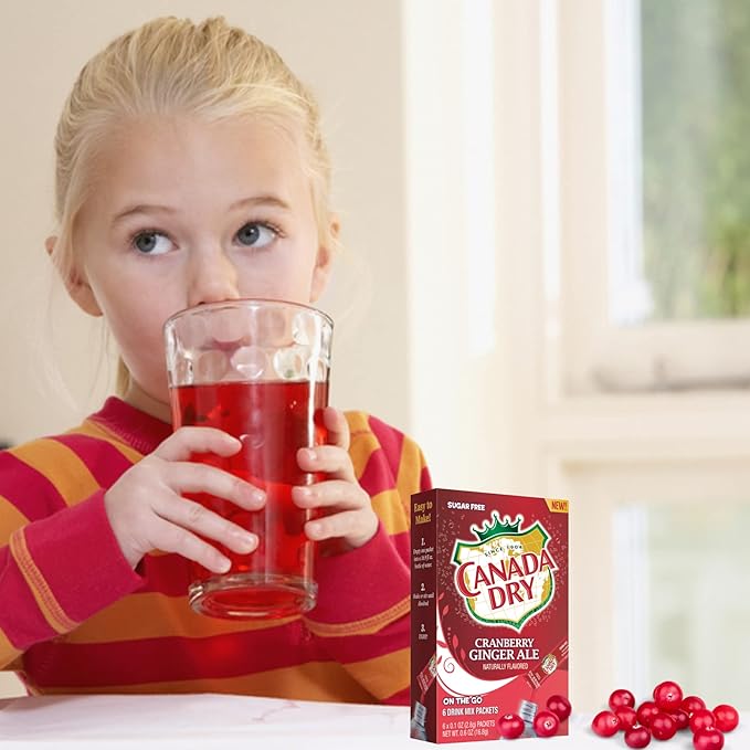 LLE Canada Dry Powder Drink Mix Cranberry Ginger Ale Flavor, Sugar Free & Delicious Water Enhancer Easy to Prepare Powdered Beverages for Picnic Camping Outdoor Drinks 6ct Box, 2 Boxes-12 Sticks Total