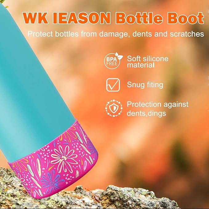 WK IEASON 2Pcs Silicone Boot for Owala Water Bottle, Protective Flask Bottom Cover Base for Owala FreeSip Twist and Flip Flask Water Bottle Accessories-3.56inch Bottom Diameter
