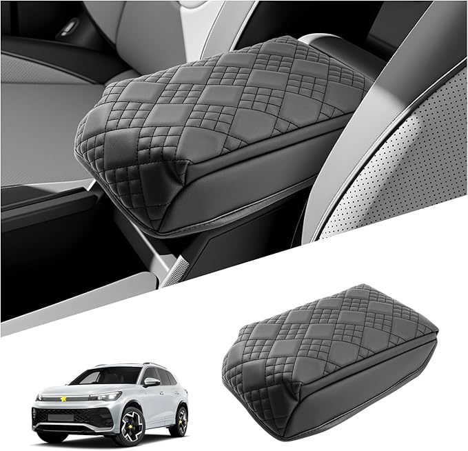 SKTU for 2025 2026 VW Tiguan Center Console Cover for 2025+ Volkswagen Tiguan (S/SE/SE R-Line Black/SEL R-Line) Armrest Cover VW Tiguan 2025 2026 Accessories 2025+ Tiguan Console Cushion (Thickened)