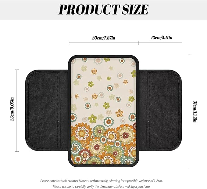 Dreaweet Center Console Cover Cute Sunflower Car Accessories for Women Girly,Car Car Console Covers with Pockets,Car Arm Rest Cover Pad,Universal Armrest Cover for Car Truck SUV Van