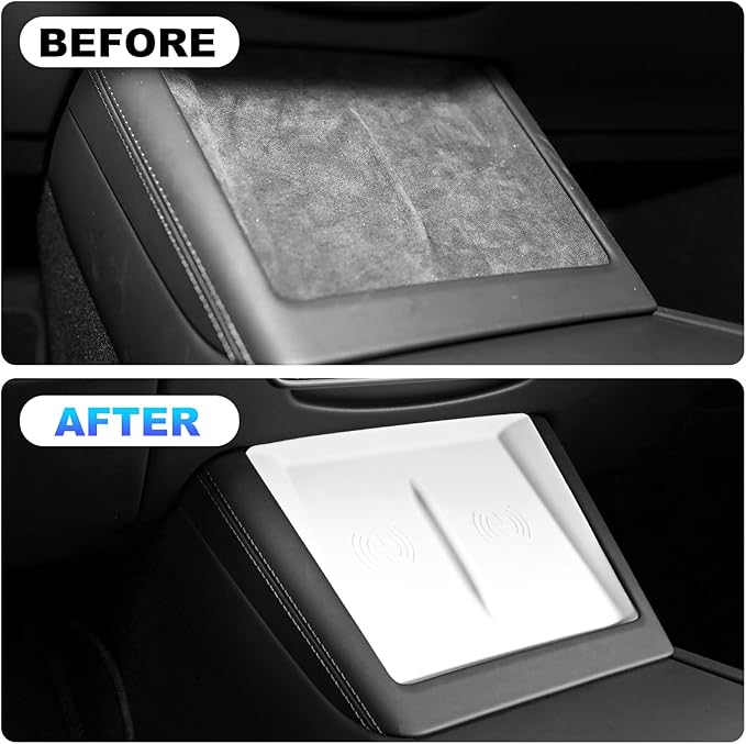 for 2024 Tesla Model 3 2025 Model Y Wireless Charging Anti-Slip Mat Silicone Protective Pad for Tesla Accessories (White)