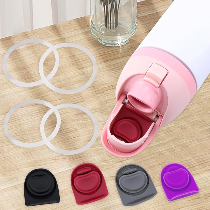 4 Sets Replacement Seal Gasket Stoppers for Owala Freesip Cap Mouth,Silicone O Sealing Ring Parts Water Bottle Top Lid Accessories for Owala Freesip 16/19/24/32/40oz（4 Colors 13）