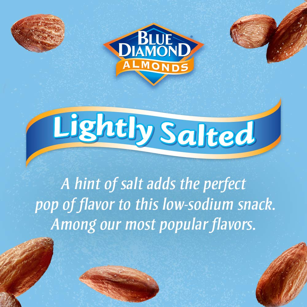 Blue Diamond Low Sodium Almonds, 100 Calorie Packs, 0.6 Ounce, Pack of 32, Lightly Salted, Snack Nuts