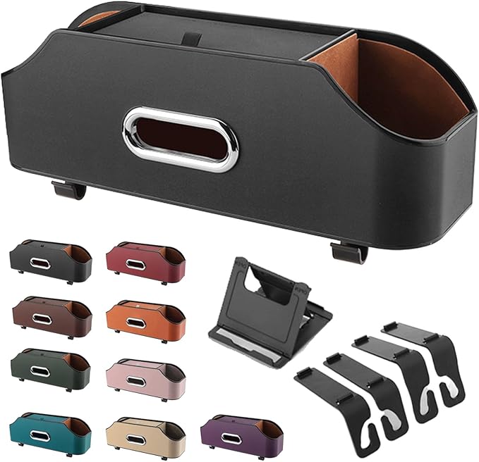 3-In-1 Car Backseat Organizer, 2026 New Multifunctional Car Seat Back Storage Box with Hooks and Phone Holder, Car Cup Holder Organizer for Hold Phone, Snacks, Drinks, Handbag (Black)