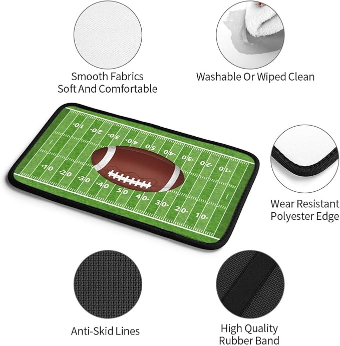 American Football Center Console Cover Pad, Rugby Field Car Armrest Seat Box Cover Cushion Universal for Most Vehicle SUV Truck, Car Interior Accessories Decor, Protect from Pet Claws & Dirt
