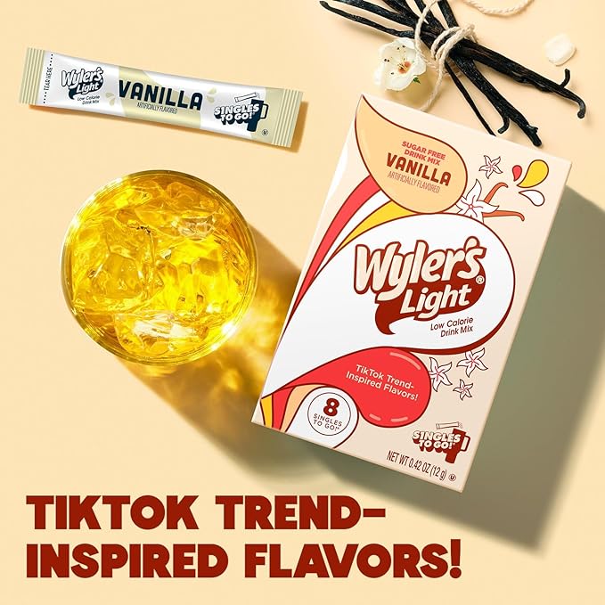 Wyler's Light Vanilla - Singles to Go Powdered Drink Mix - Pack of 6-8 Per Box 48 Total Servings - Delicious Tasting Vanilla Flavor