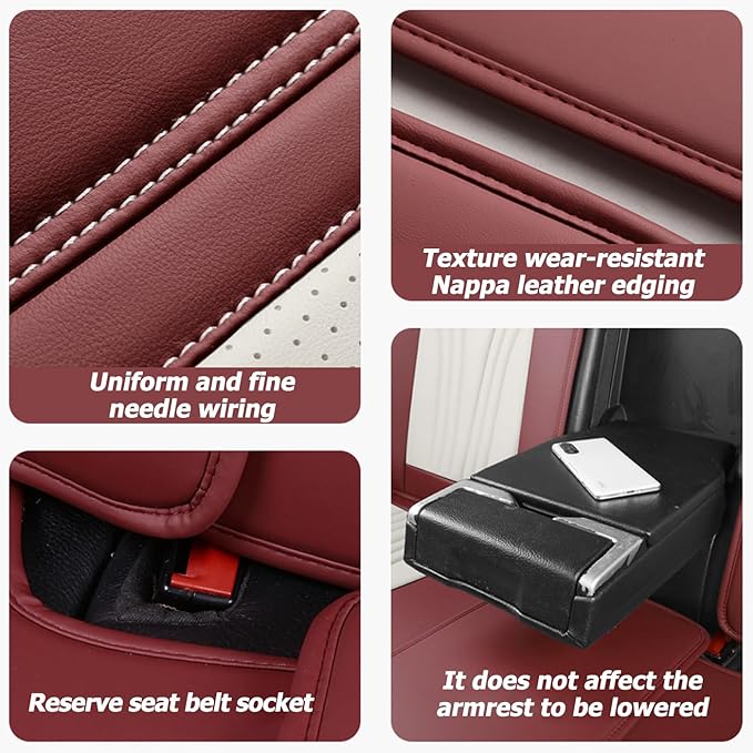 Car Seat Covers Full Set for 5 Seats - Nappa Leather 3D Foam Back Support, Super Breathable, All Season Car Seat Cushion with Storage Bags, Universal Fit for Most Cars, Colour- Coffee Black