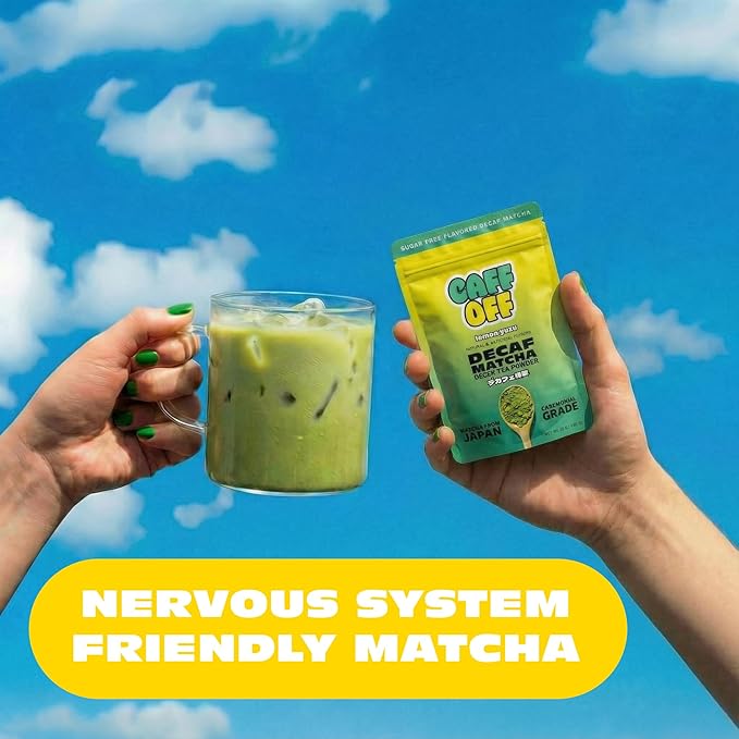 Caff Off Lemon Flavored Decaf Matcha Green Tea Powder From Japan – 1.06 oz / 30 g – Ceremonial Grade & Sugar-Free – No Fillers or Milk Powders – Naturally Decaffeinated Without Chemicals – Tested for Heavy Metals – First Harvest, Shade-Grown & Caffeine...