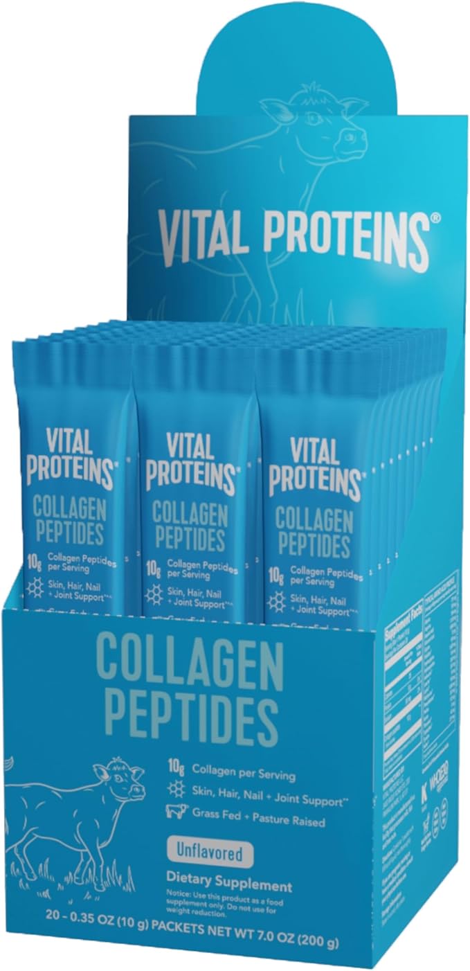 Vital Proteins Collagen Peptides Powder Supplement, Hydrolyzed Collagen Peptides Travel Pack, 20 Individual Packets