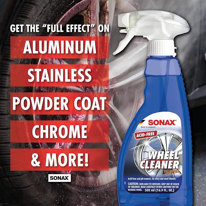 SONAX Wheel Cleaner Brush Combo | Complete Car Wheel Cleaning Kit | Brake Dust Remover, Microfiber Towel | Professional-Grade, Easy to Use | SON-232200-AZBN