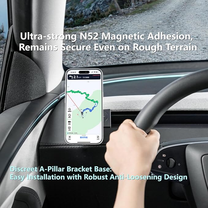 for Tesla Phone Mount Model 3 Highland 2024-2025 & Model Y Juniper 2025, 15W Qi2 Wireless Charger Strong Magnetic Holder, Fixed Driver Left Air Vent for 4-6.9" Smartphones, Anti-Slip