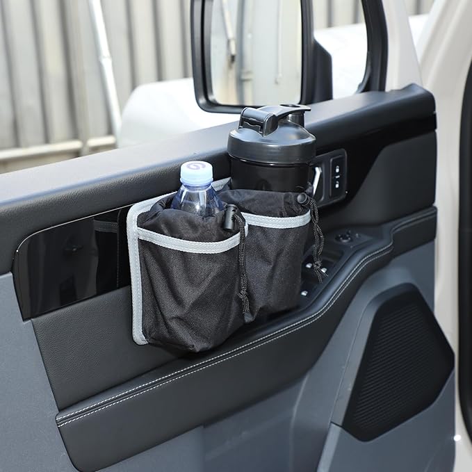 Car Water Cup Storage Bag Compatible with INEOS Grenadier 2020-2026, Co-Pilot Cup Holder Hanging Multi-Function Storage Bag Organizer Tray Interior Accessories (Gray)