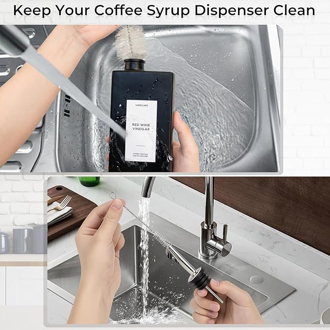 2PCS 16.9oz Olive Oil Dispenser Bottle For Kitchen, Soy Sauce Dispenser, Dark Glass Bottles for Oil and Vinegar Dispenser Set W.2 Replacement Spouts & Labels, Coffee Syrup Dispenser (Black)