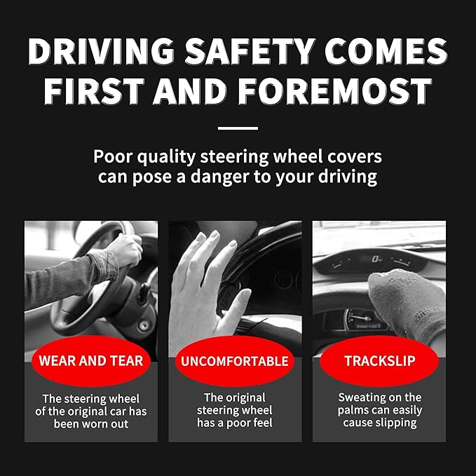 Car Steering Wheel Cover, 15Inch Universal Breathable Car Steering Wheel Protector, Anti-Slip Soft Car Decor for Men Women, Automotive Interior Accessories Fit Vehicle SUV Truck RV (Purple)