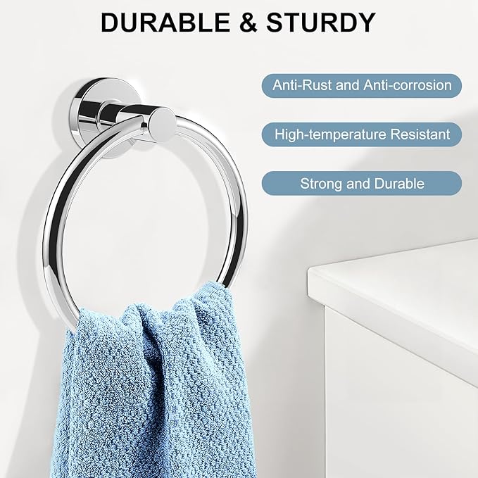SetSail Towel Holder for Bathroom Wall Stainless Steel Hand Towel Ring Heavy Duty Towel Hanger for Bathroom, ‌Mirror Silver