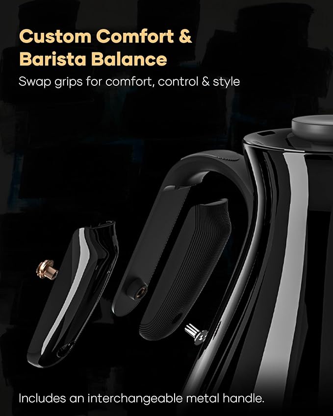 Cocinare Master Collection Soulages Black Gooseneck Electric Kettle, ±0.5℉ Precise Temperature Control for Pour-Over Coffee & Tea, Quick Heating 1500W, Stainless Steel Interior, 0.9L