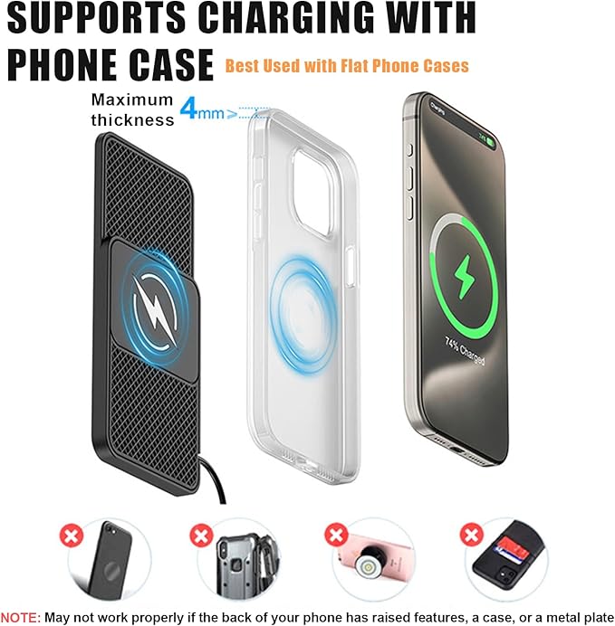 Wireless Car Phone Charger for BMW 4 Series Coupe M4(2014–2025), Type C/USB 20W Fast Charging Pad, Non-Slip Charging Station for Travel Home Office Desk, Lightweight,Type-C