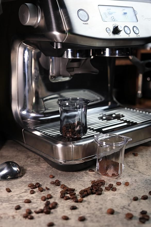 54mm Dosing Cup Clear Compatible with Breville 54mm Portafilters - with grinder activating tab - Transparent to visualize the coffee grind quality