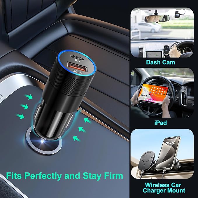 Car Charger Adapter 10 Pack, 65W Multi Port USB C & USB A Car Charger+36W Dual Port USB Car Charger Cigarette Lighter USB Charger Plug for iPhone 16 15 14 13 12 11 Pad Pro