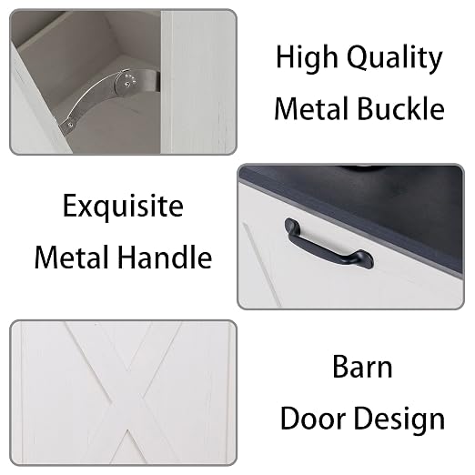 13 Gallons Tilt Out Trash Cabinet, Hidden Trash Can Cabinet Wooden Tilt Out Pet Proof Hidden Trash Bin Cabinet for Kitchen (Black and White)