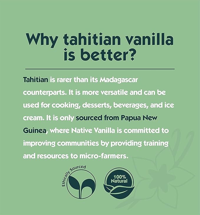 Vanilla Bean Powder - 2 oz - Premium 100% Pure Ground Vanilla Bean Powder - For Cooking, Baking, Coffee, Smoothies & Desserts - No Fillers or Additives, Raw & Unsweetened - Native Vanilla