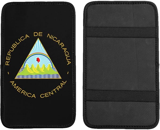 Coat of Arms of Nicaragua Car Center Console Cover, Universal Waterproof Armrest Pad, Soft Comfort Cushion & Scratch-Resistant Protector for Cars, SUVs and Trucks