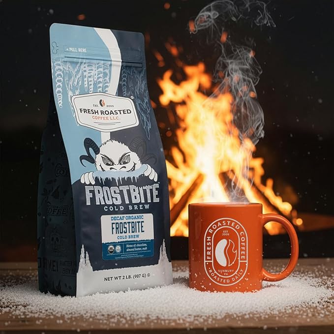 Fresh Roasted Coffee, Organic Decaf Frostbite Cold Brew | Mold & Myco 3rd Party Tested | 2 lb (32 oz) Medium Roast, Kosher, Whole Bean