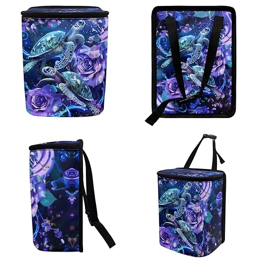 DISNIMO Hawaiian Sea Turtle Car Trash Can Bin with Lid Cute Car Garbage Can Leakproof Mini Car Accessories Trash Bin Car Dustbin Organizer Container for Car Office Home