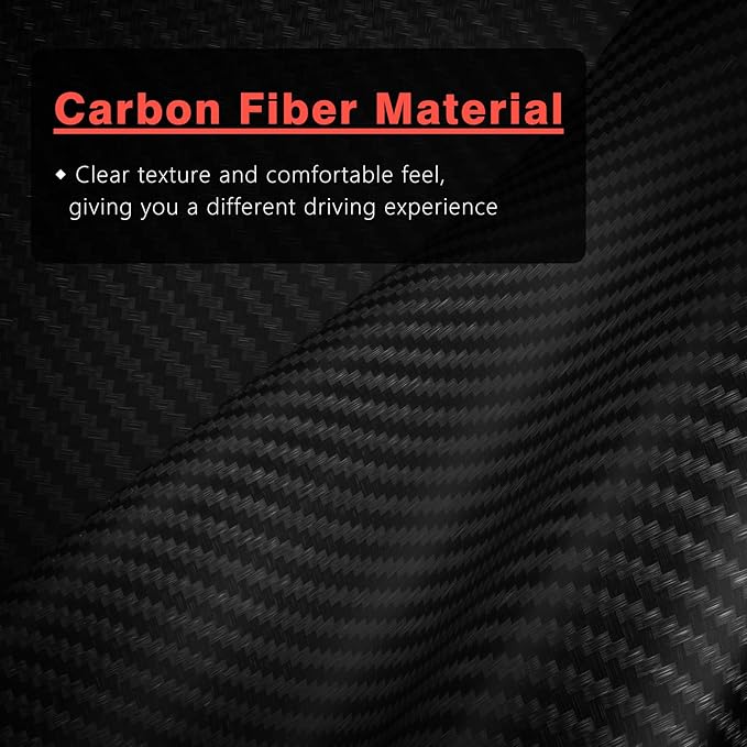 ZHOL Carbon Fiber Leather Car Steering Wheel Cover, Non-Slip, Safe, Breathable, Durable, Full Coverage, Sporty Style (Black and Red)