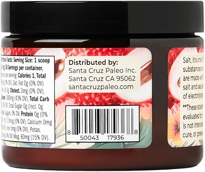 Santa Cruz Paleo Electrolyte Powder, Lychee Flavor, Sugar Free Hydration Drink Mix with Himalayan Pink Salt, Sea Salt, Magnesium Glycinate, Potassium Chloride, Sweetened with Stevia, 30 Servings