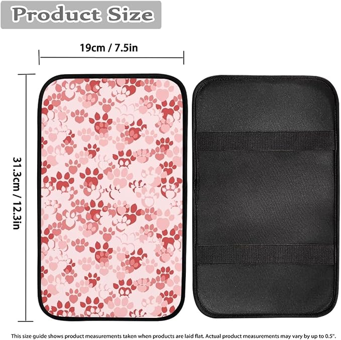 Pink Dog Paw Center Console Cover Protect from Pet Claws Universal Armrest Cover Pad Easy to Install 12.3 x 7.5 Inch Universal Car Interior Accessories Decoration