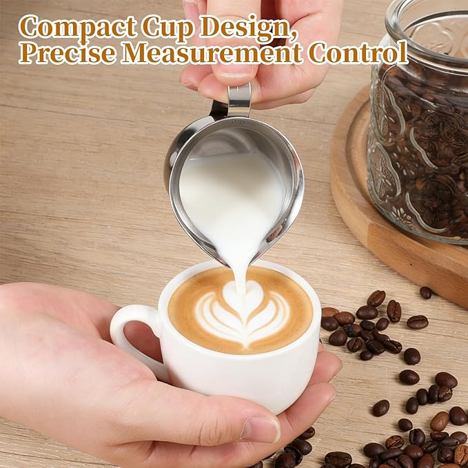 2PCS Stainless Steel Bell Creamer Milk Frother Cup Small Frothing Pitcher for Coffee Barista Cappuccino Shop Restaurant Bakery Kitchen