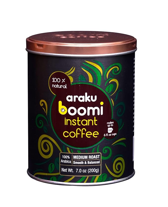 Boomi Premium Single Origin Instant Coffee Powder | Medium Roast, 100% Arabica, Mold & Mycotoxin Free | 7oz Tin (1 Pack)
